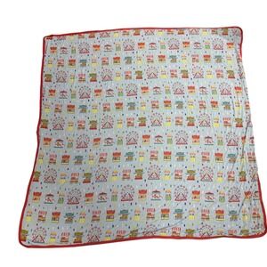 Kiki Lulu Toddler Blanket Ferris Wheel Carnival Print Red Trim Soft